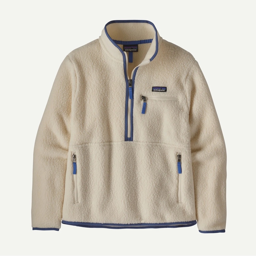 Patagonia Cream and Blue Fleece Pullover
